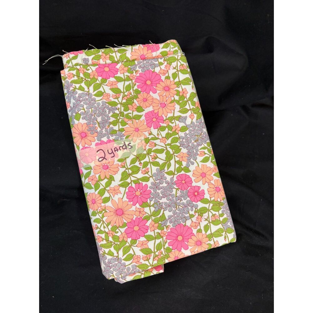 Vintage 1970s Styleset Fabrics Floral Cotton Fabric - 2 Yards